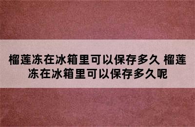 榴莲冻在冰箱里可以保存多久 榴莲冻在冰箱里可以保存多久呢